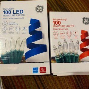 GE 100 StayBright LED Miniature Warm White Christmas String Lights + bonus box
